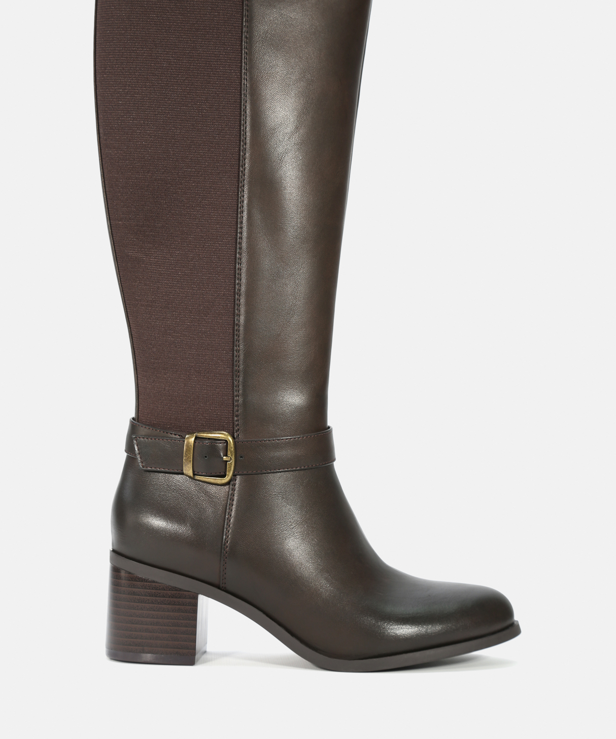 Botas altas castanhas salto fivela image number null